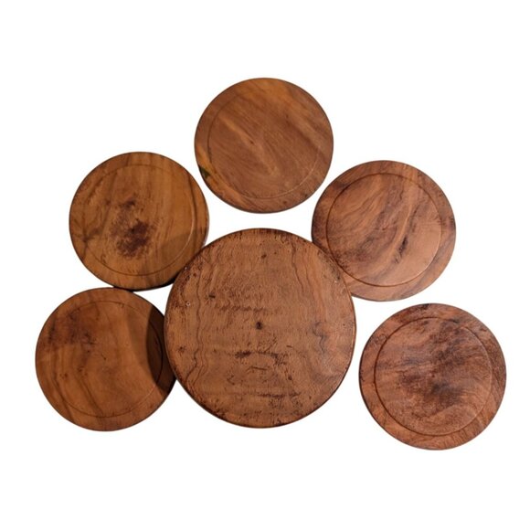 Handcrafted Wood Coaster Set with Holder - Picture 5 of 15